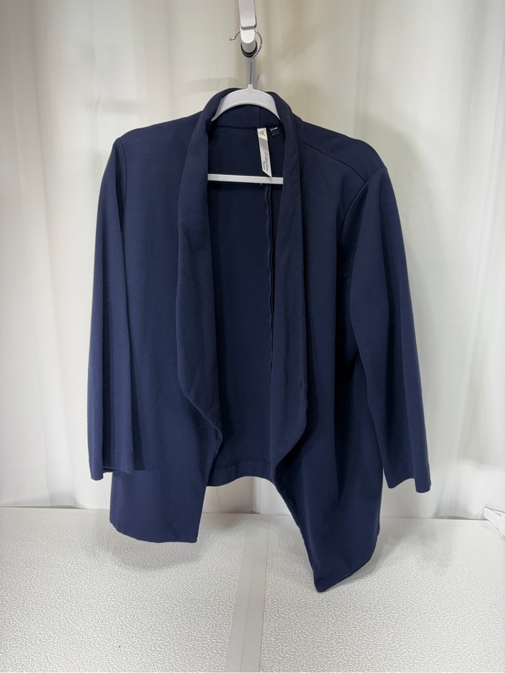 NY Collection Navy Open-Front Draped Blazer 4231